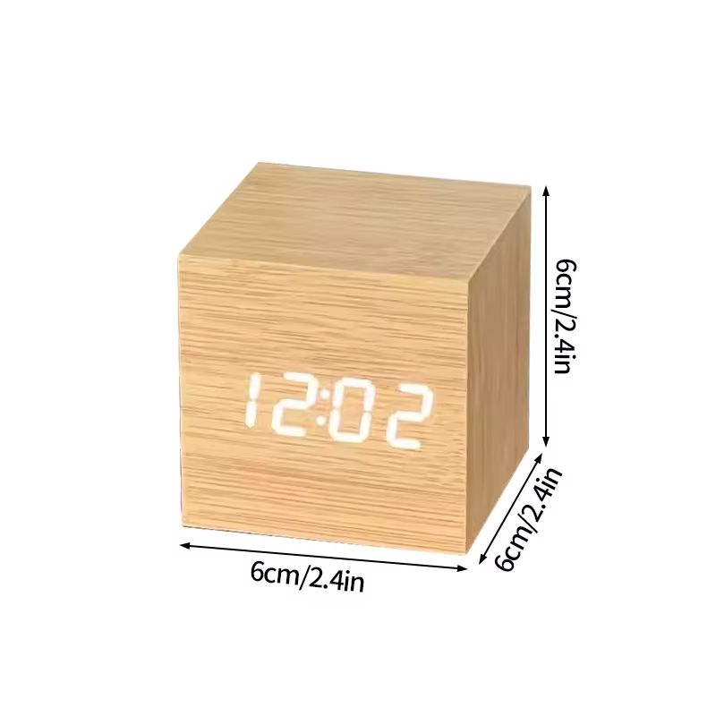 Minimalist Wooden LED Alarm Clock  SoundActivated Display With Temperature For Bedroom Or Office De 7