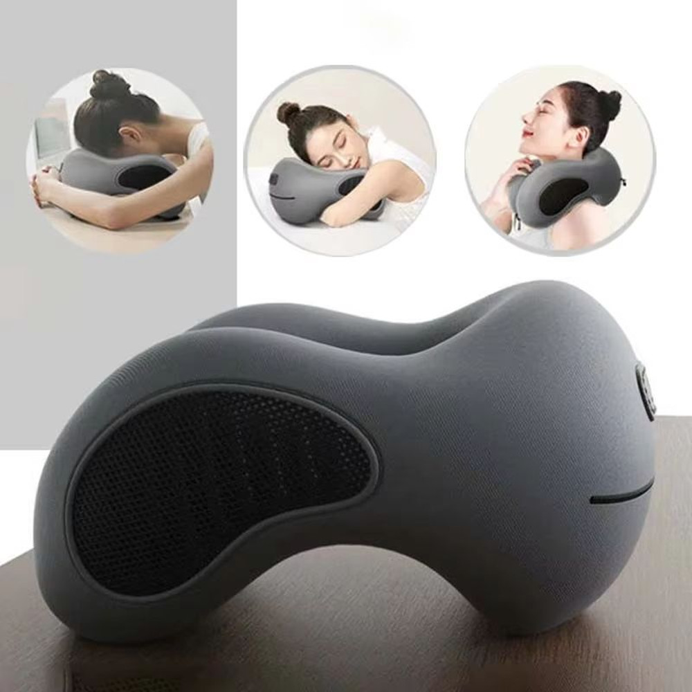 Ergonomic UShaped Memory Foam Travel Pillow  Soft Cervical Neck Support With Massage Feature 0