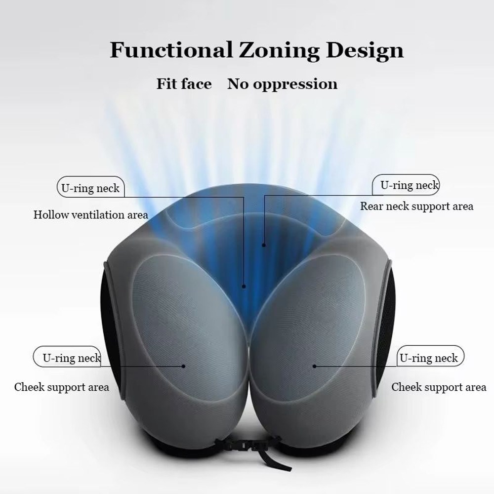 Ergonomic UShaped Memory Foam Travel Pillow  Soft Cervical Neck Support With Massage Feature 2