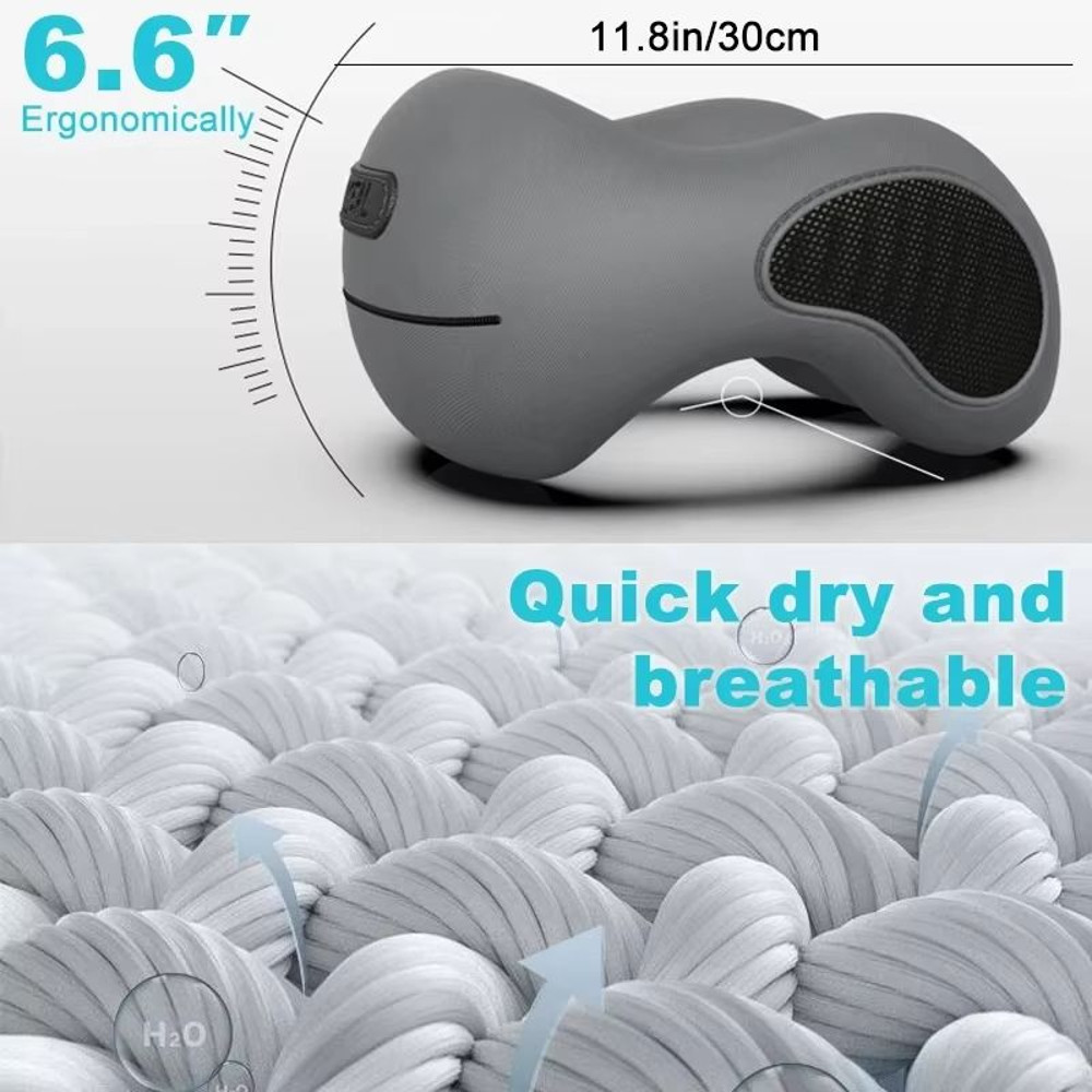 Ergonomic UShaped Memory Foam Travel Pillow  Soft Cervical Neck Support With Massage Feature 4