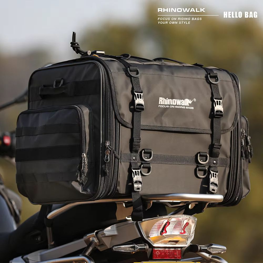 Rhinowalk Expandable Motorcycle Tail Bag Waterproof 19L80L Trunk Luggage For Touring Commuting 1