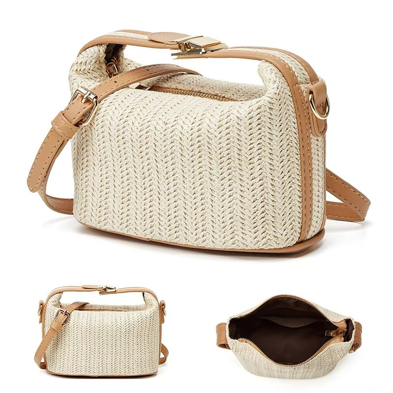 Yogodlns Small Straw Shoulder Bag Woven Crossbody Beach Tote 6