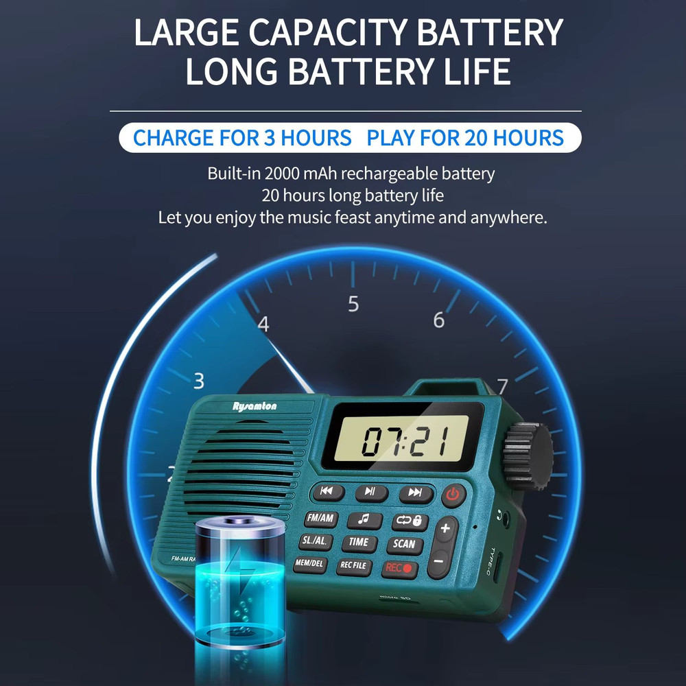 EchoLite Portable AMFM Bluetooth Radio With Bass Speaker  Recording 4