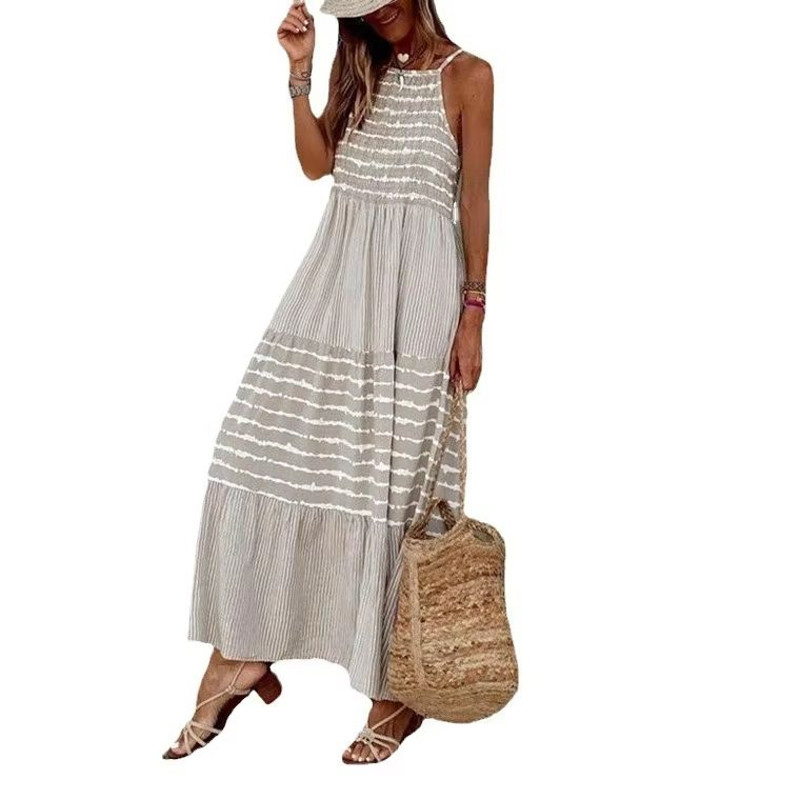 BreezyBoho Striped Maxi Dress Sleeveless Summer Streetwear For Women 4