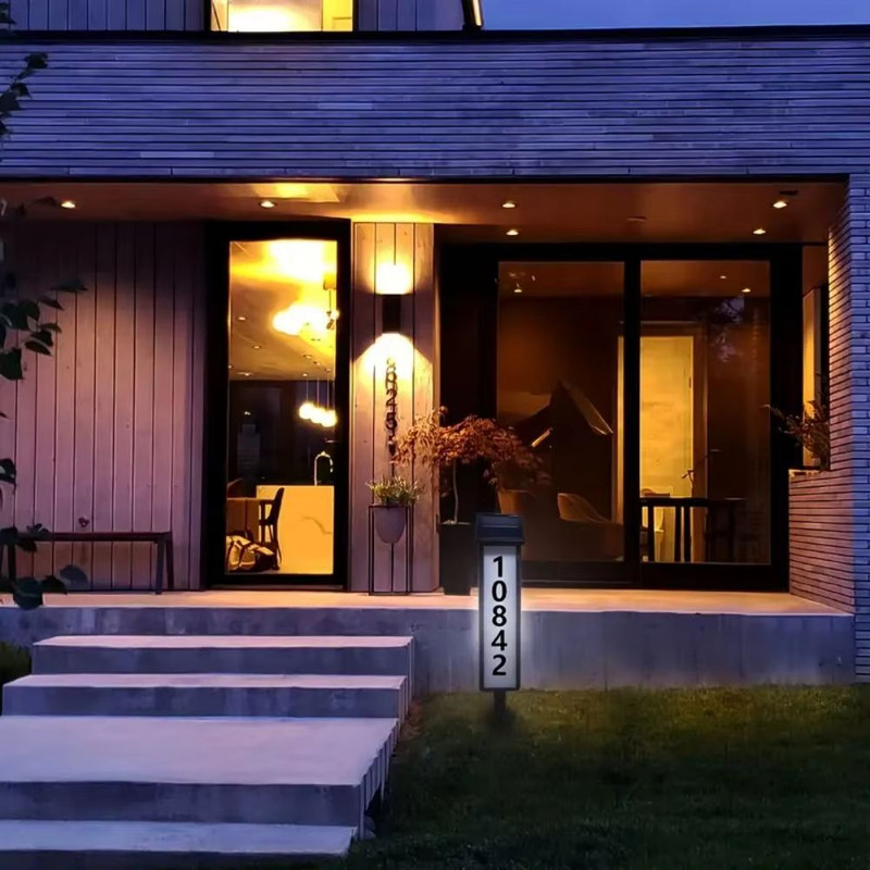 Solar Powered LED House Number Sign Light With Stake For Yard And Home Address Visibility 2