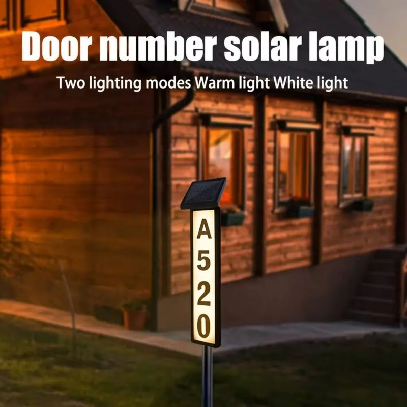 Solar Powered LED House Number Sign Light With Stake For Yard And Home Address Visibility 3