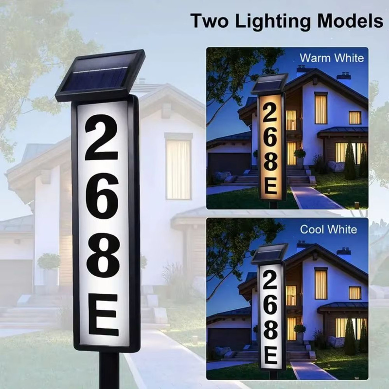 Solar Powered LED House Number Sign Light With Stake For Yard And Home Address Visibility 4