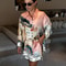 Womens Summer 2025 Printed Shirt And Shorts Set Casual Holiday Outfit 4