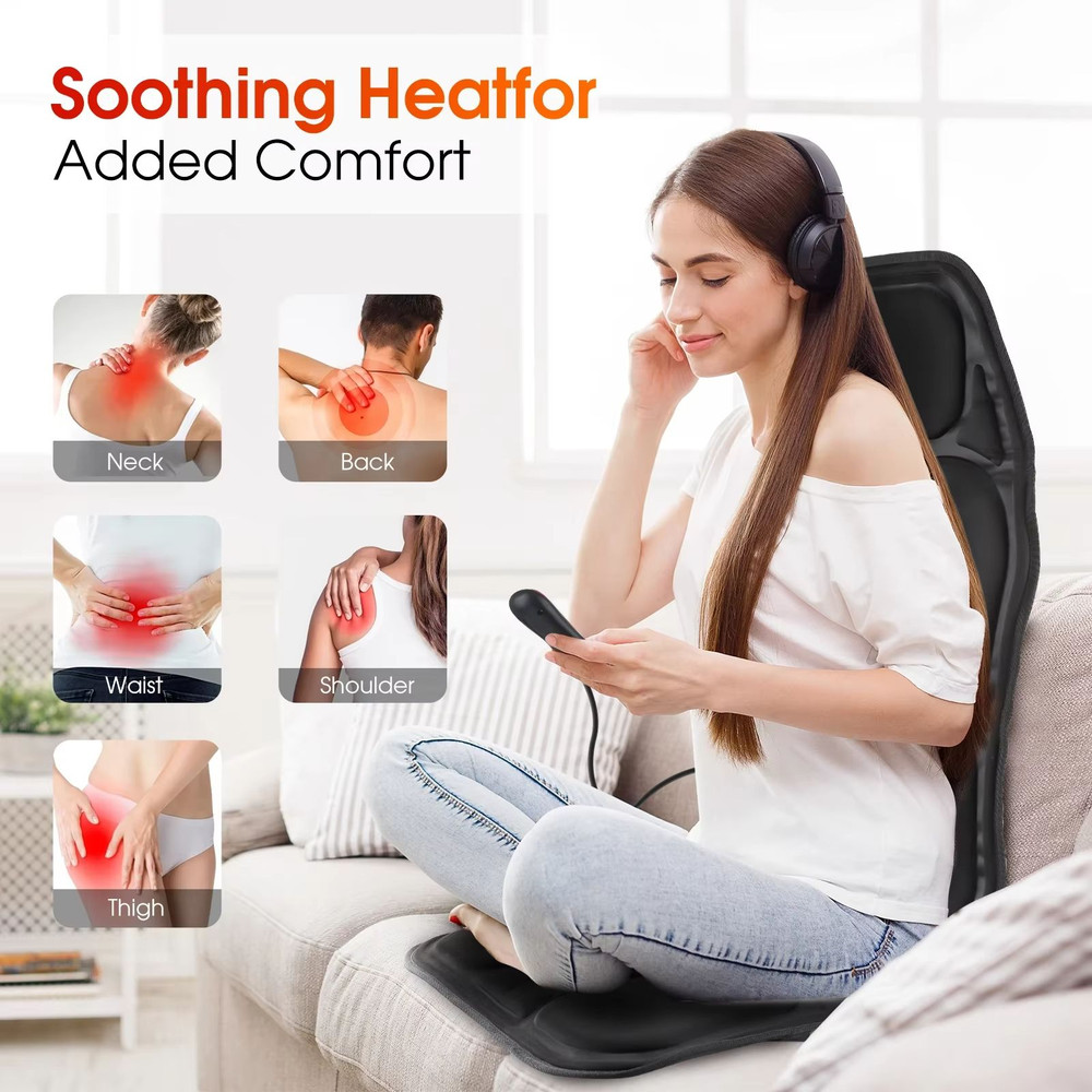 Infrared Heating Back Massager Cushion FullBody Vibrating Chair Pad For Car Home Office 2