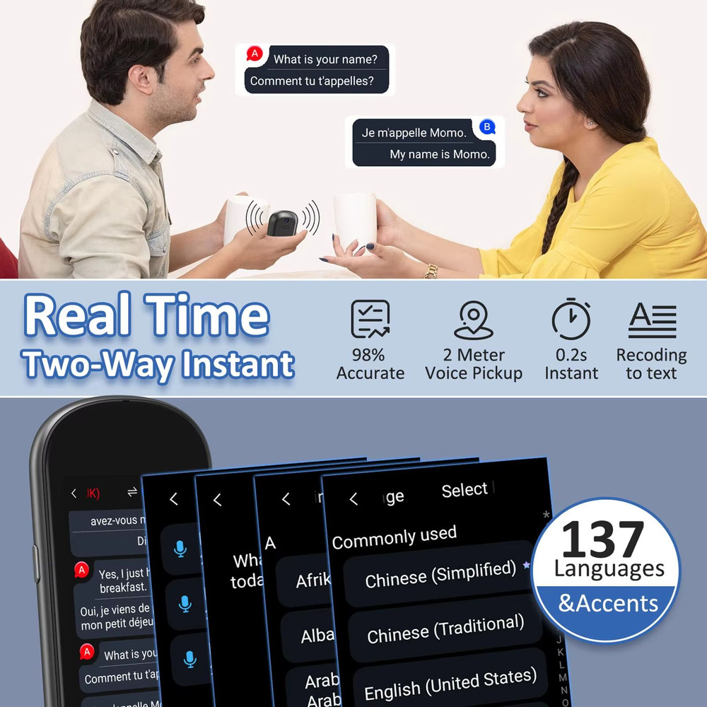 Z2 Instant AI Voice Translator  RealTime Portable Language Translator With 31 Touchscreen Photo  Re 2