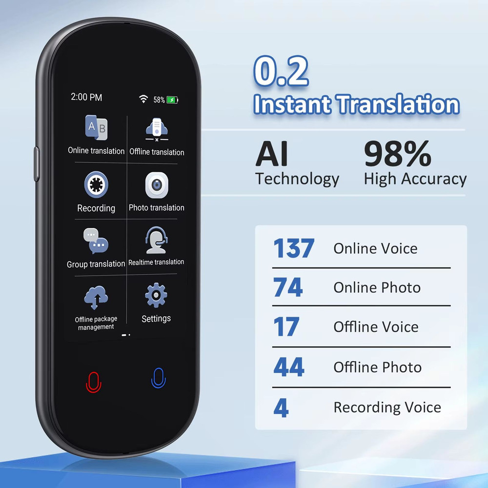 Z2 Instant AI Voice Translator  RealTime Portable Language Translator With 31 Touchscreen Photo  Re 6