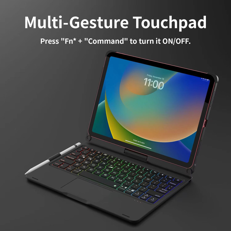 360 Swivel Backlit Keyboard Case With Trackpad  For IPad 10th11th Gen IPad Air 45 And IPad Pro 11 2