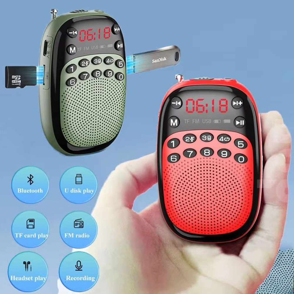 Mini Pocket FM Radio With Bluetooth Speaker  Portable Rechargeable DSP Radio With Recording TFUSB M 0