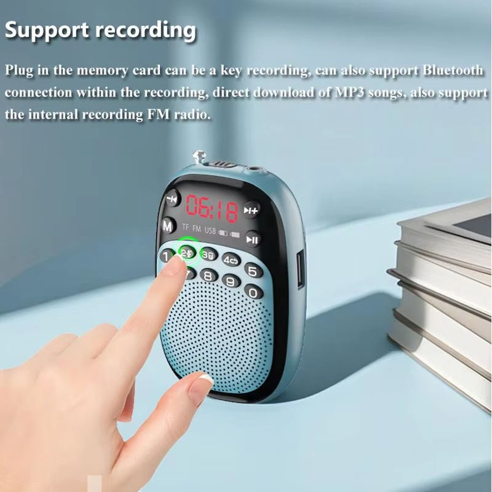 Mini Pocket FM Radio With Bluetooth Speaker  Portable Rechargeable DSP Radio With Recording TFUSB M 3