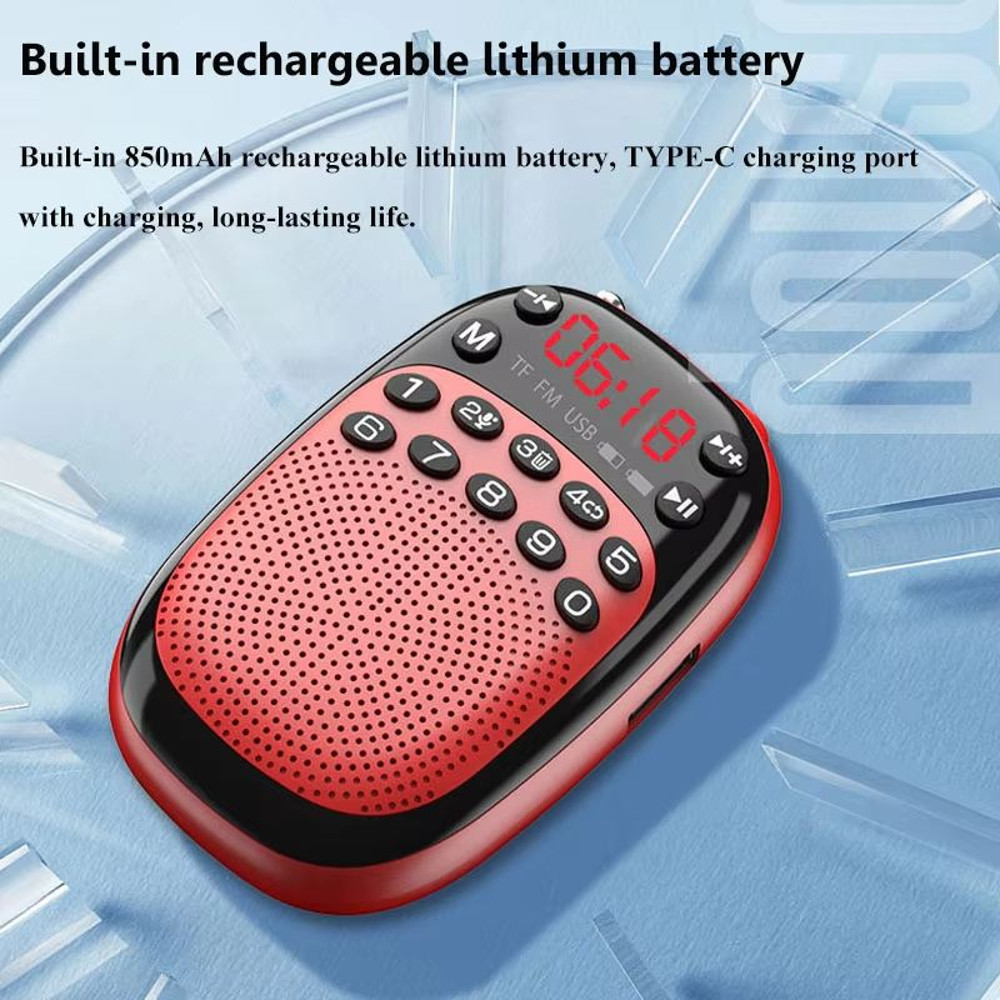 Mini Pocket FM Radio With Bluetooth Speaker  Portable Rechargeable DSP Radio With Recording TFUSB M 5
