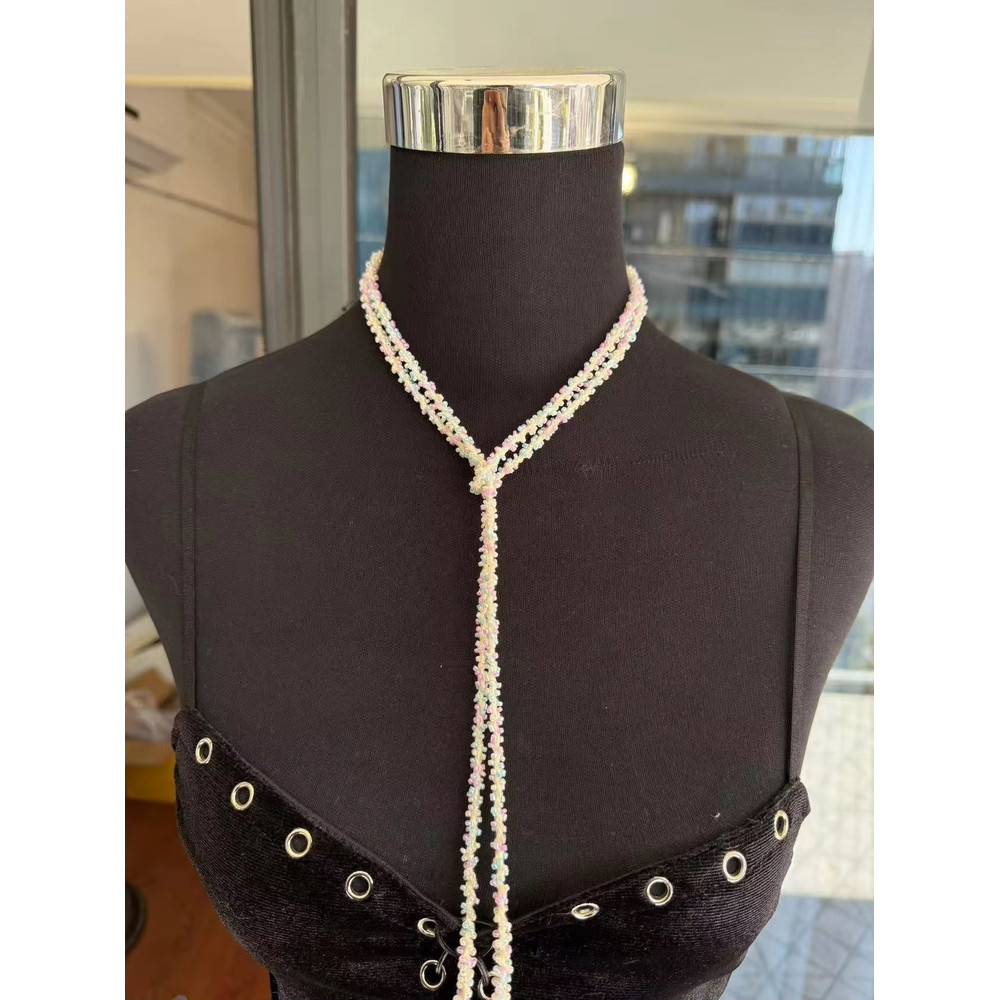 French Style Baroque Pearl And Green Sandstone Necklace For Women 11