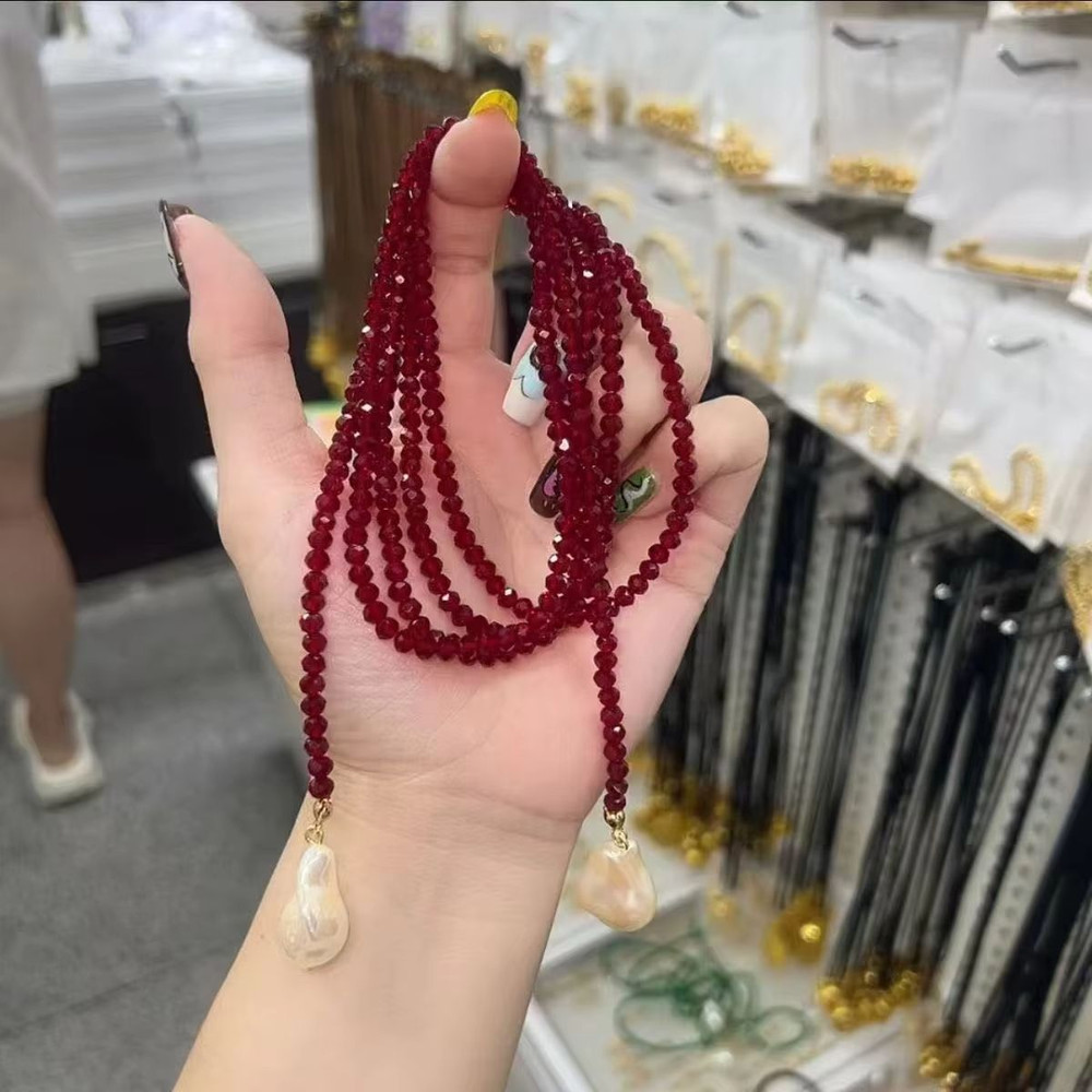 French Style Baroque Pearl And Green Sandstone Necklace For Women 8