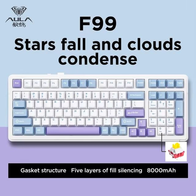 AULA F99 Wireless Mechanical Gaming Keyboard  99Key RGB HotSwappable With Bluetooth  Wired Modes 9