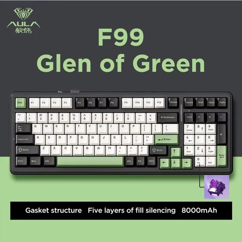 AULA F99 Wireless Mechanical Gaming Keyboard  99Key RGB HotSwappable With Bluetooth  Wired Modes 10