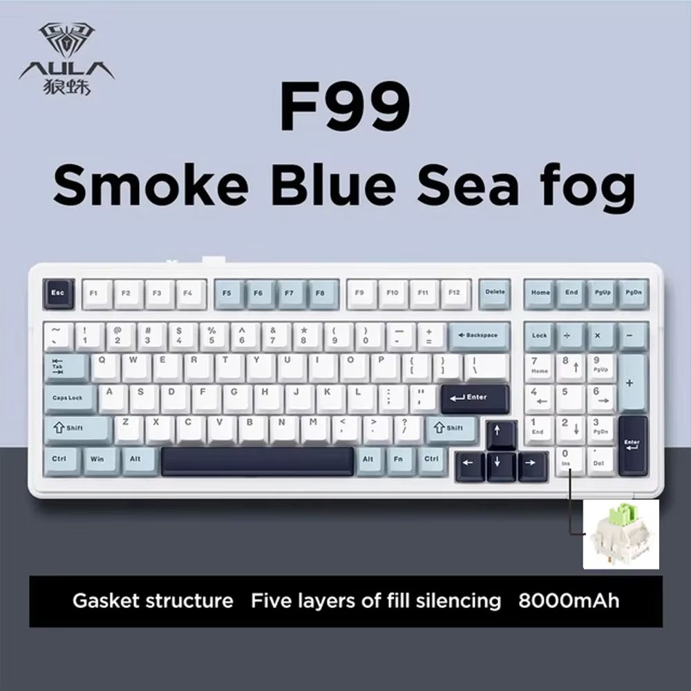 AULA F99 Wireless Mechanical Gaming Keyboard  99Key RGB HotSwappable With Bluetooth  Wired Modes 12