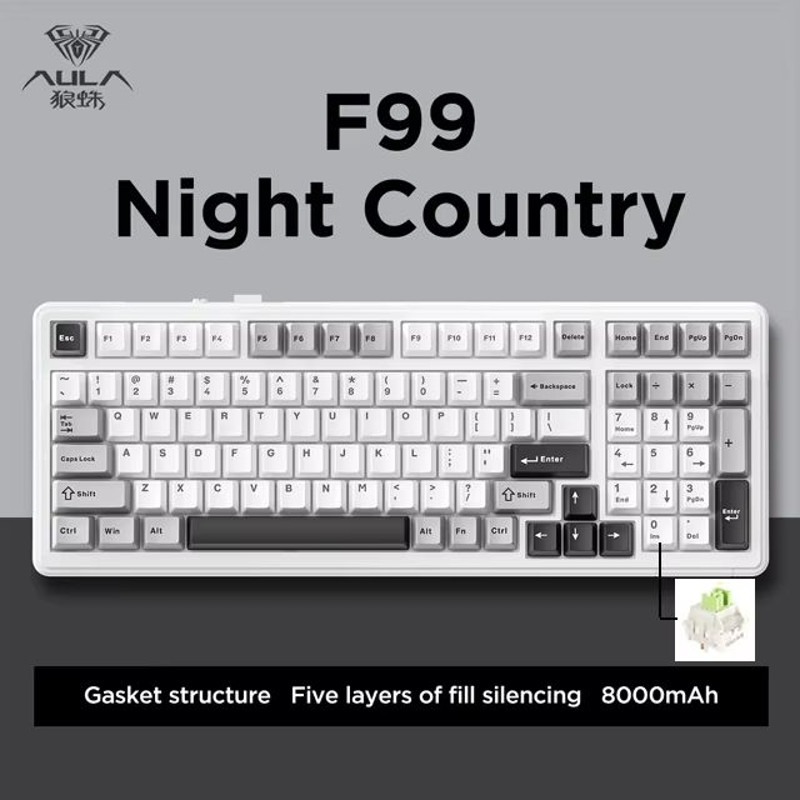 AULA F99 Wireless Mechanical Gaming Keyboard  99Key RGB HotSwappable With Bluetooth  Wired Modes 13