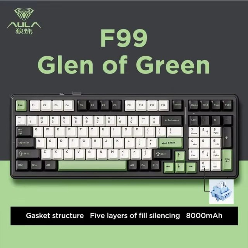 AULA F99 Wireless Mechanical Gaming Keyboard  99Key RGB HotSwappable With Bluetooth  Wired Modes 15