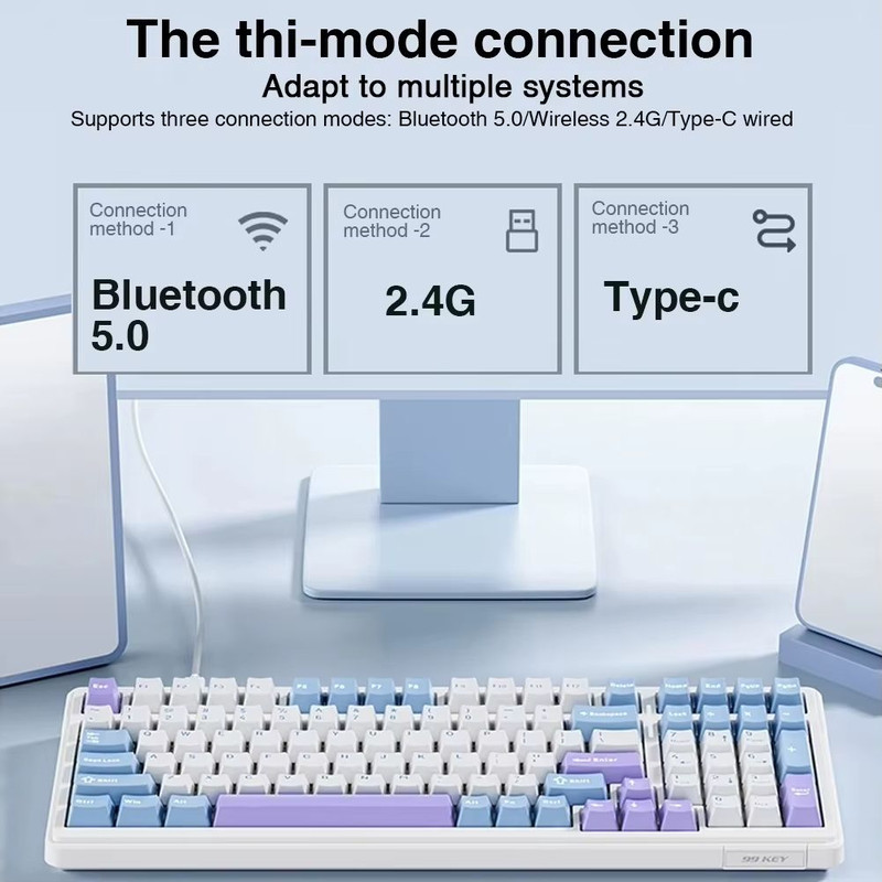 AULA F99 Wireless Mechanical Gaming Keyboard  99Key RGB HotSwappable With Bluetooth  Wired Modes 1