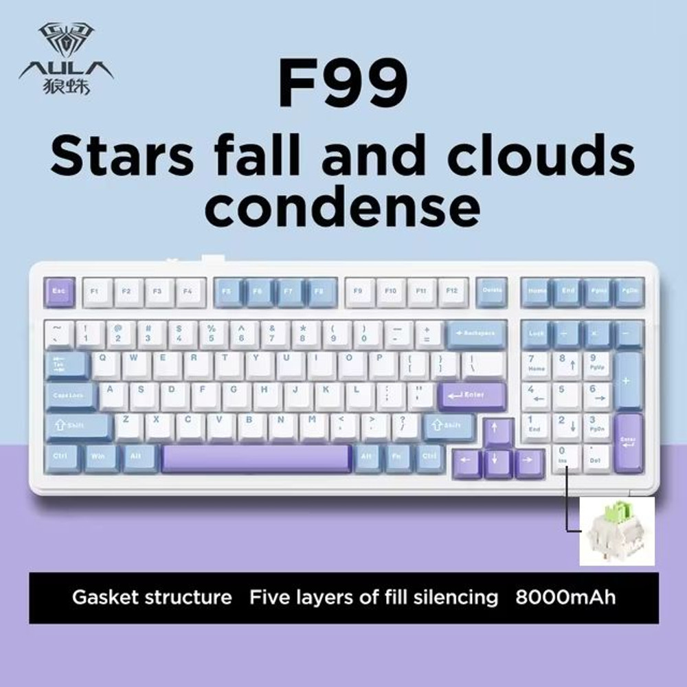 AULA F99 Wireless Mechanical Gaming Keyboard  99Key RGB HotSwappable With Bluetooth  Wired Modes 6