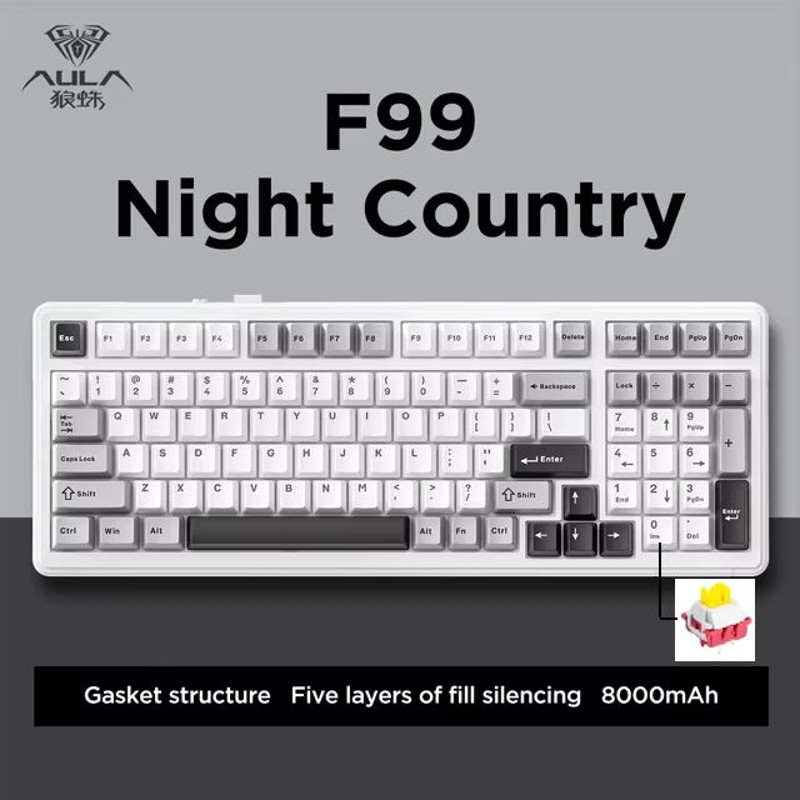 AULA F99 Wireless Mechanical Gaming Keyboard  99Key RGB HotSwappable With Bluetooth  Wired Modes 8
