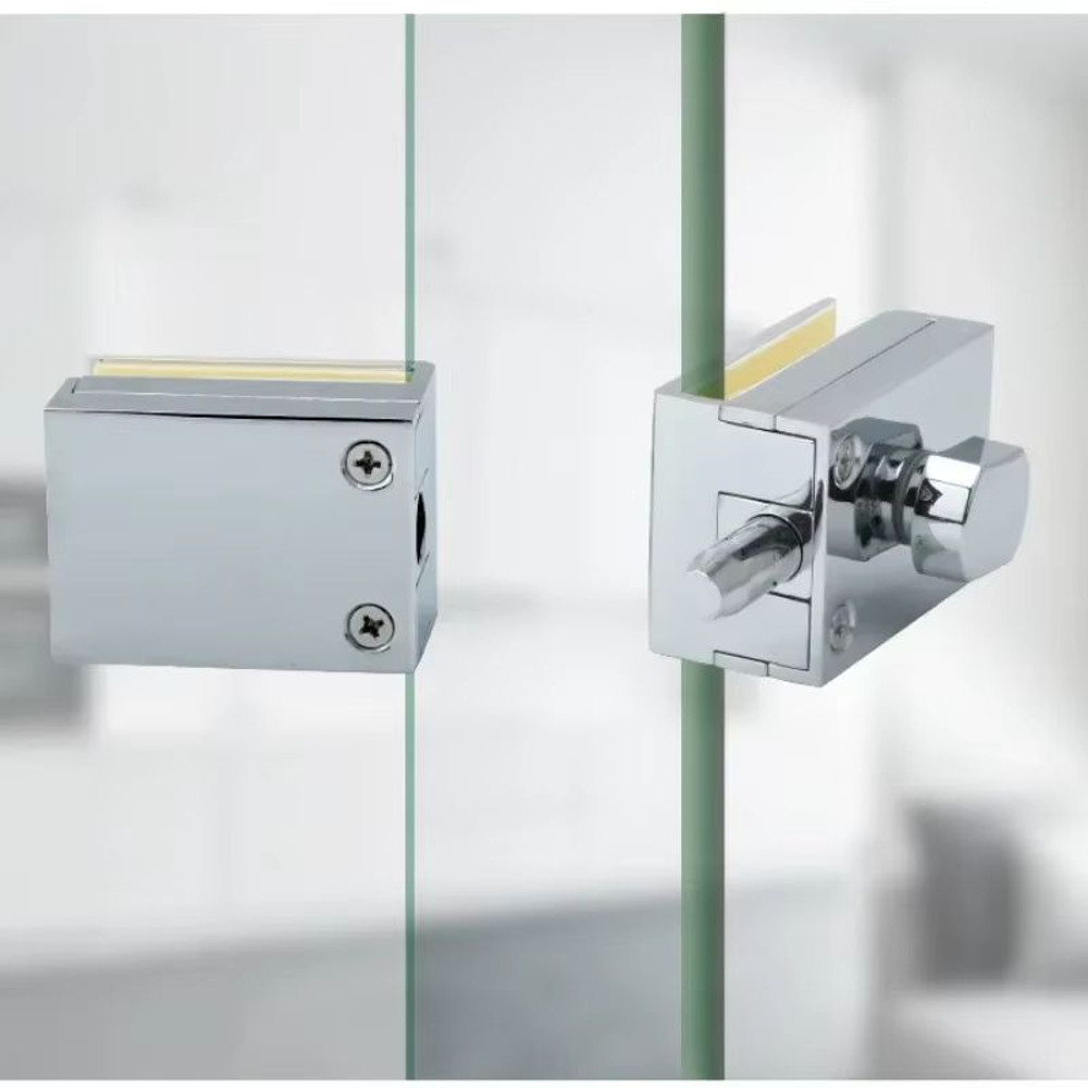 NoDrill Glass Door Floor Latch Lock Zinc Alloy Ground Bolt For Bathroom Toilet Shop Or Home Use 0