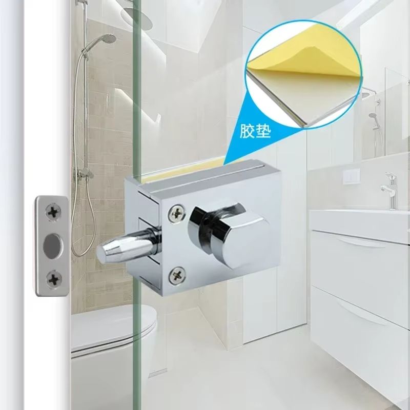 NoDrill Glass Door Floor Latch Lock Zinc Alloy Ground Bolt For Bathroom Toilet Shop Or Home Use 2