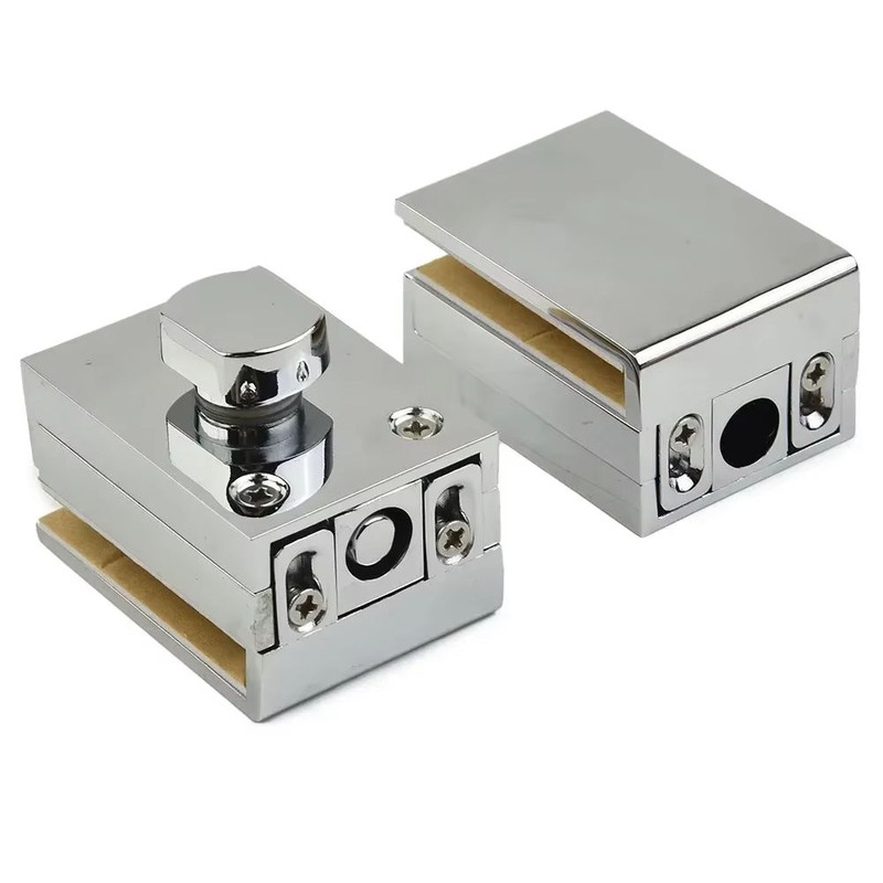 NoDrill Glass Door Floor Latch Lock Zinc Alloy Ground Bolt For Bathroom Toilet Shop Or Home Use 3