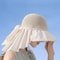 Womens Summer Sun Hat With Face And Neck Protection Lightweight Mesh Bucket Hat With Shawl And Bow 0