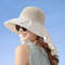Womens Summer Sun Hat With Face And Neck Protection  Lightweight Mesh Bucket Hat With Shawl And Bow 10