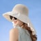Womens Summer Sun Hat With Face And Neck Protection Lightweight Mesh Bucket Hat With Shawl And Bow 10