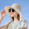 Womens Summer Sun Hat With Face And Neck Protection Lightweight Mesh Bucket Hat With Shawl And Bow 1