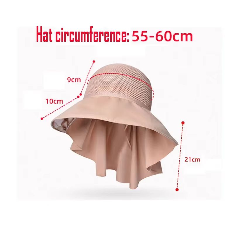 Womens Summer Sun Hat With Face And Neck Protection  Lightweight Mesh Bucket Hat With Shawl And Bow 5
