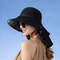 Womens Summer Sun Hat With Face And Neck Protection  Lightweight Mesh Bucket Hat With Shawl And Bow 7