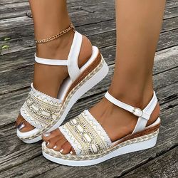 breezawalk bohemian wedge sandals – plus size summer platforms for women