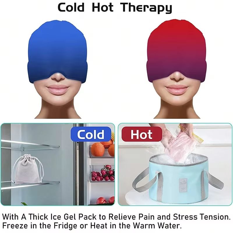 Gel Ice Headache Relief Cap Cold Therapy Hat For Migraine And Eye Pressure Pain Relief 2