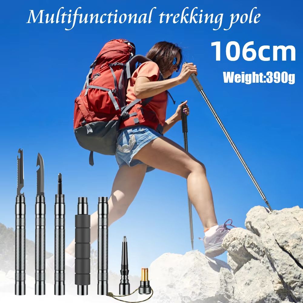 Ultralight Collapsible Trekking Poles Adjustable Hiking Climbing Sticks 0