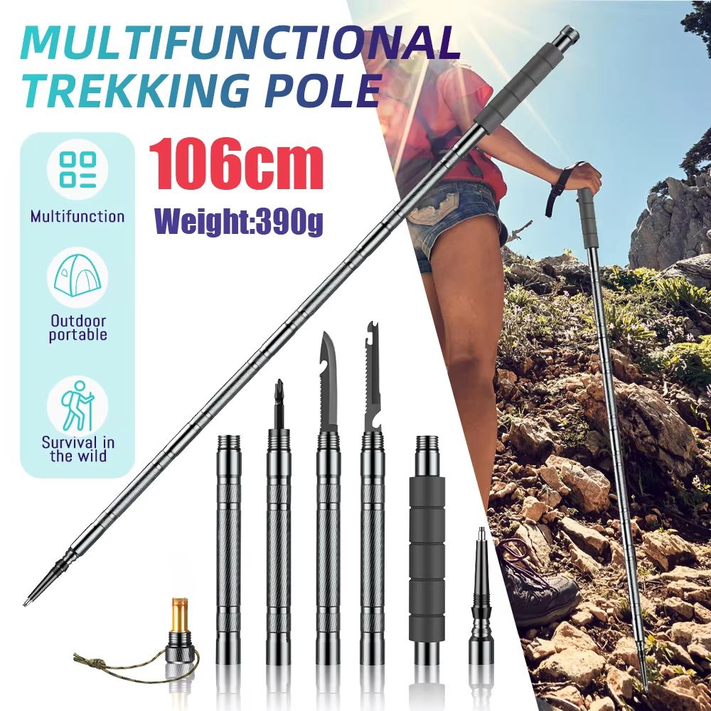 Ultralight Collapsible Trekking Poles Adjustable Hiking Climbing Sticks 2