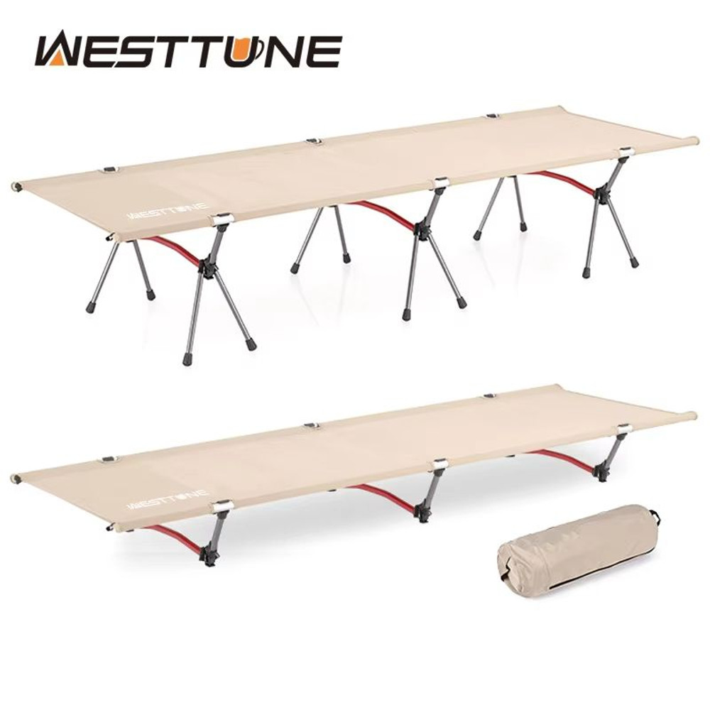 WESTTUNE Ultralight Camping Cot With Leg Extenders  Foldable Aluminum Travel Bed 0