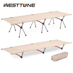 westtune ultralight camping cot with leg extenders – foldable aluminum travel bed