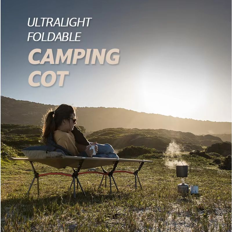 WESTTUNE Ultralight Camping Cot With Leg Extenders  Foldable Aluminum Travel Bed 5