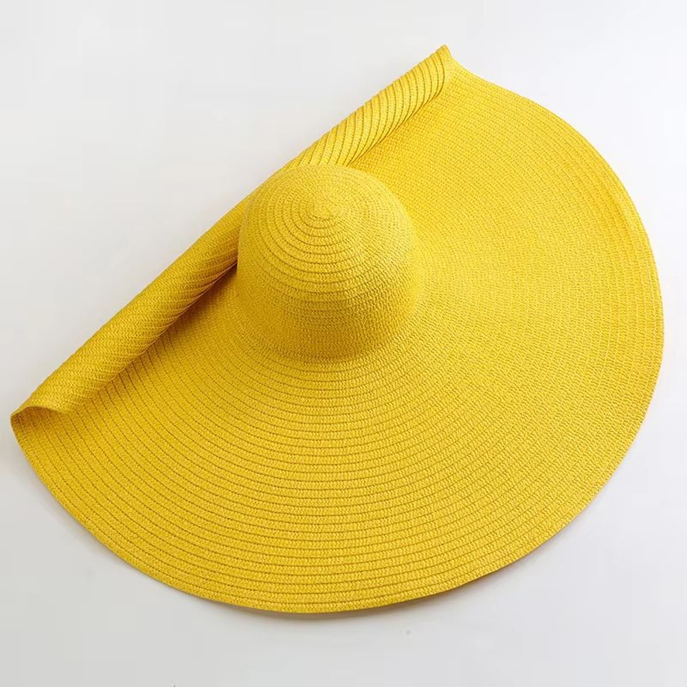 Oversized 70cm Wide Brim Sun Hat  Foldable UV Protection Beach Hat For Women 4