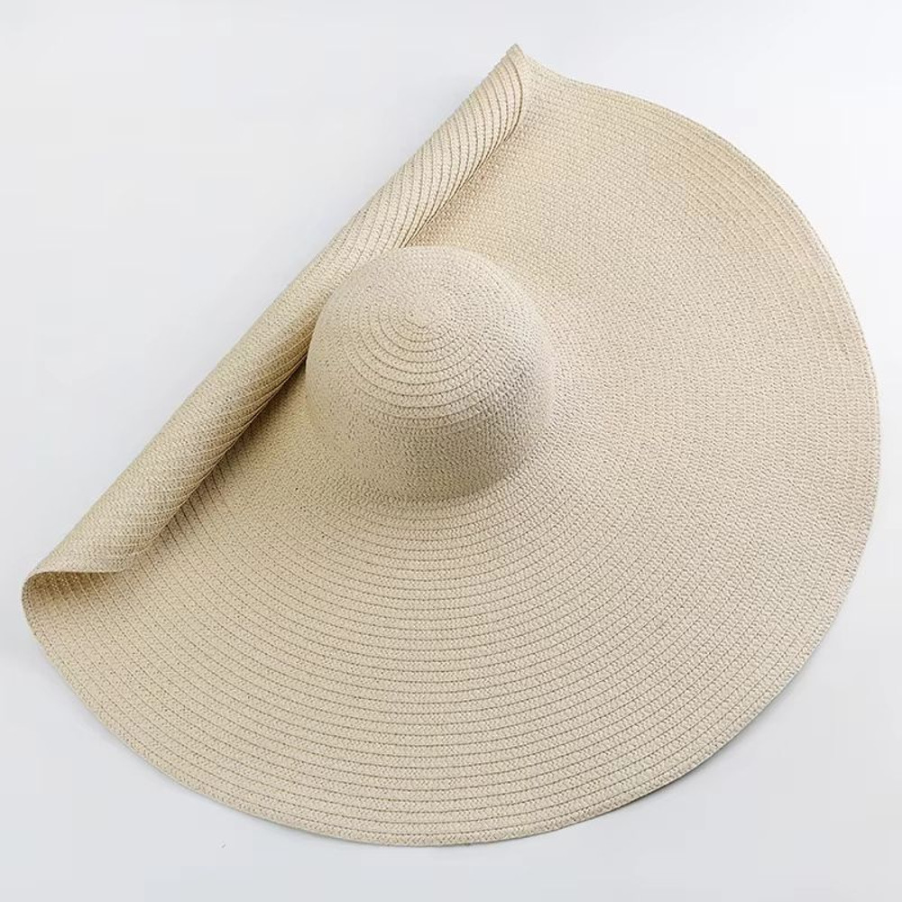 Oversized 70cm Wide Brim Sun Hat  Foldable UV Protection Beach Hat For Women 5