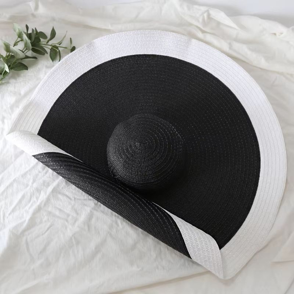 Oversized 70cm Wide Brim Sun Hat  Foldable UV Protection Beach Hat For Women 15