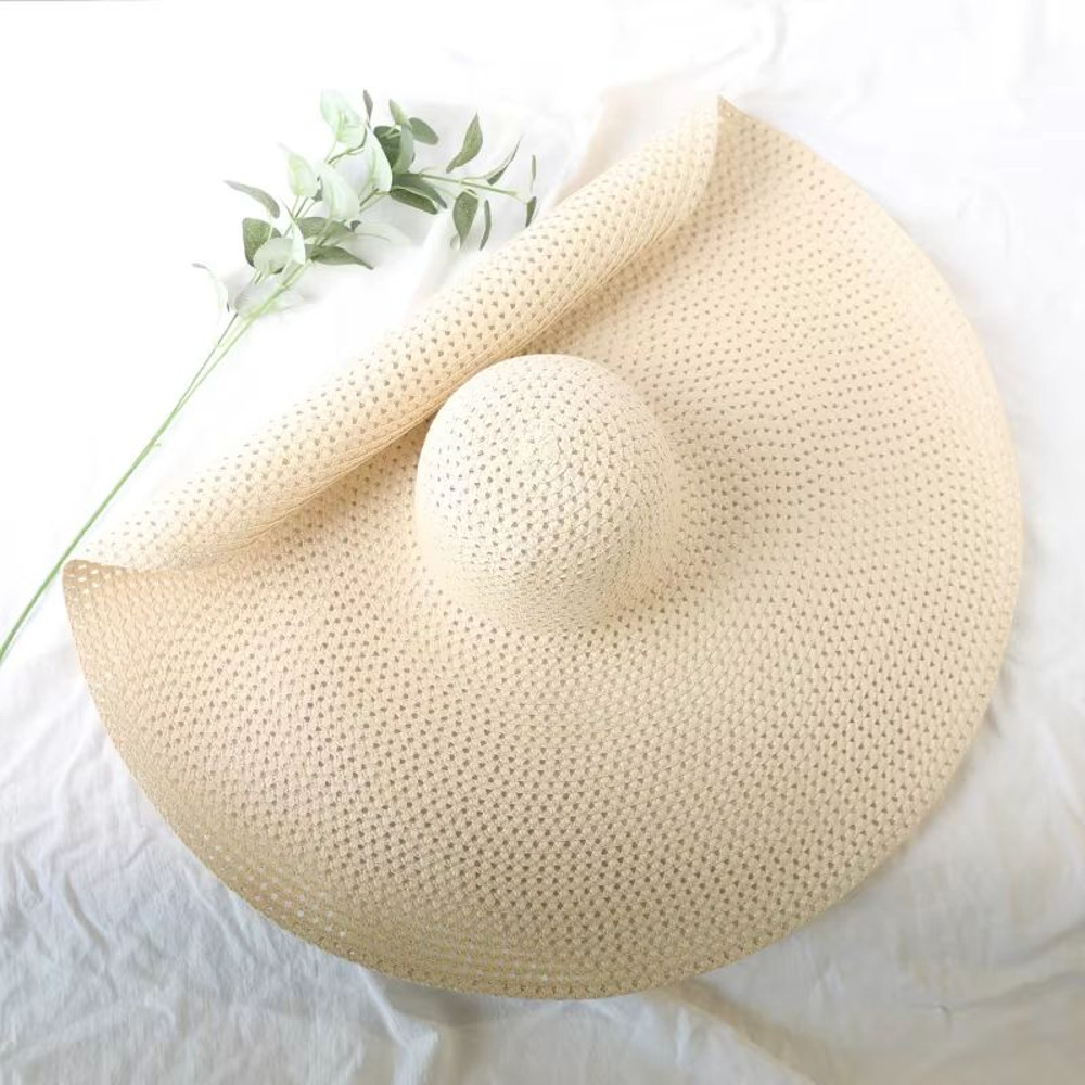 Oversized 70cm Wide Brim Sun Hat  Foldable UV Protection Beach Hat For Women 17