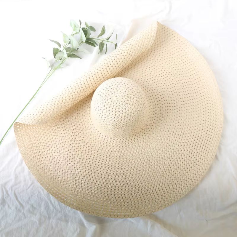 Oversized 70cm Wide Brim Sun Hat  Foldable UV Protection Beach Hat For Women 17
